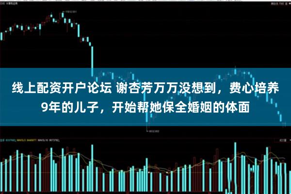 线上配资开户论坛 谢杏芳万万没想到，费心培养9年的儿子，开始帮她保全婚姻的体面